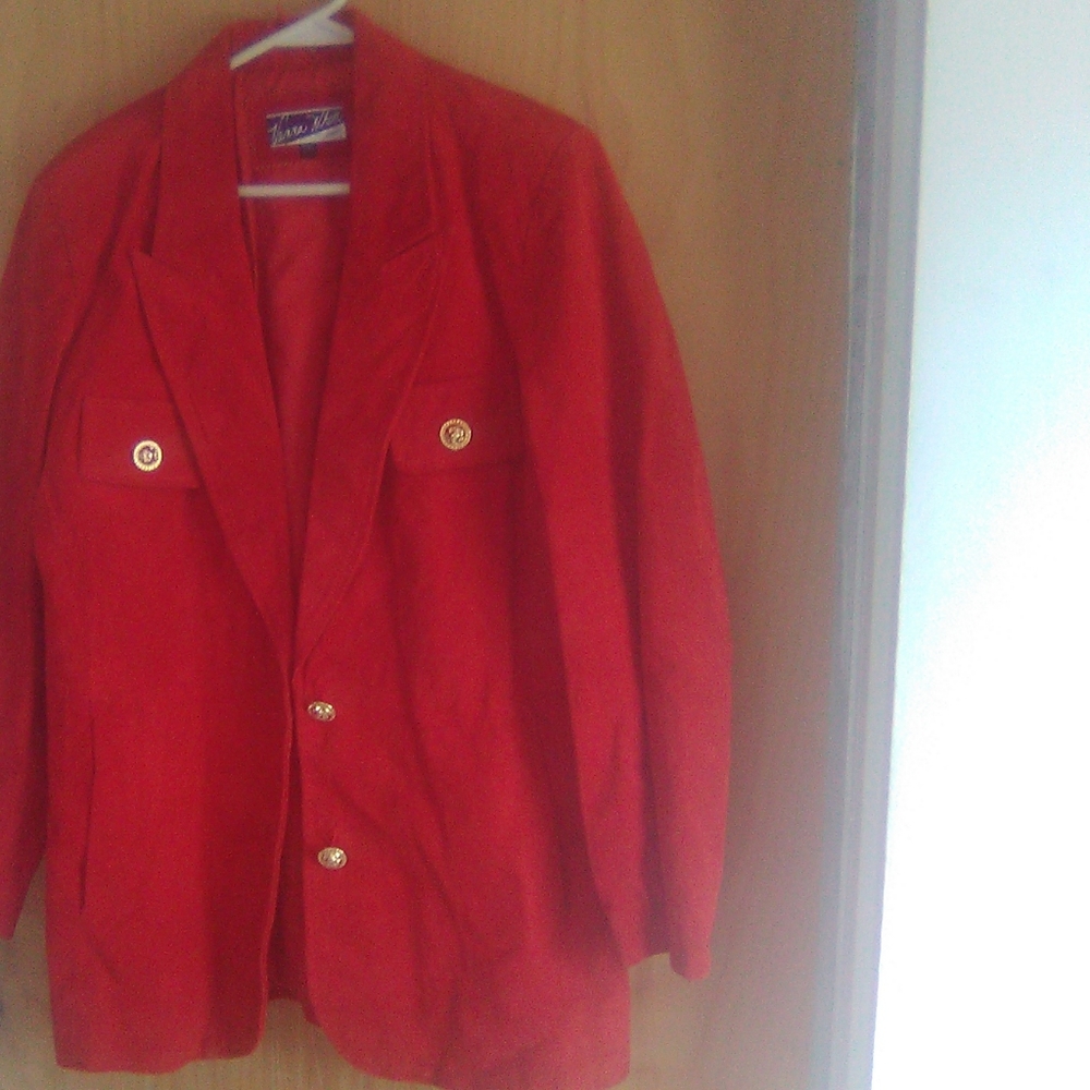 Red leather blazer